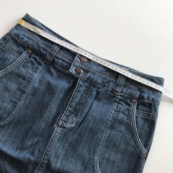 COLORADO womens 8 denim skirt 4 pockets mid blue back split front fly - Picture 13 of 16